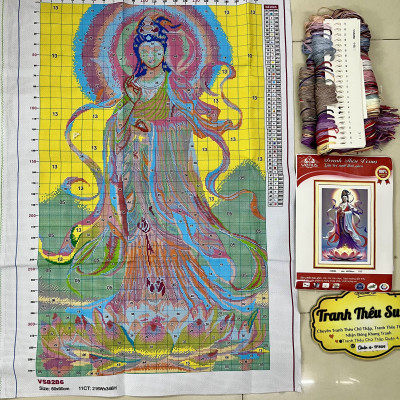 Tranh thêu kín Phật quan âm vs8286, kích thước 60 x 90 cm