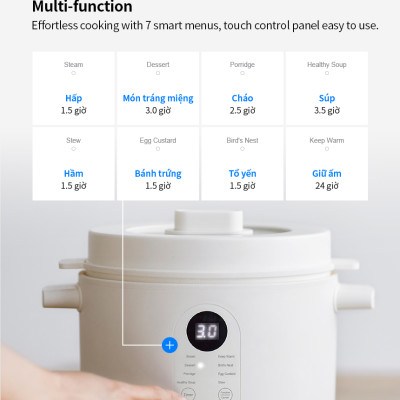 Nồi nấu chậm đa năng Locknlock EJP164IVY - Multi function slow cooker 220V, 50Hz, 350W - Dung tích 2.5L - Hàng chính hãng