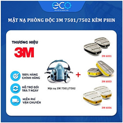 Mặt nạ phòng độc, chống hóa chất 3M 7501/7502 + phin lọc 3M 6001/6003/6006 phun sơn, phun thuốc trừ sâu