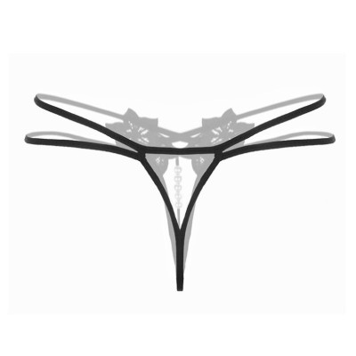 Quần lót ren lọt khe thoáng mát đính ngọc cực kỳ độc đáo sexy - Đen