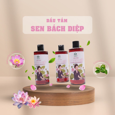 Dầu tắm Sen Bách Diệp dầu tắm thảo dược dưỡng da giúp kháng khuẩn, ngăn ngừa mụn