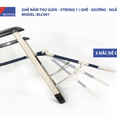 Ghế xếp thư giãn, Khung sắt cao cấp, Ghế xếp nằm ngủ trưa gấp gọn tiện lợi New Beginning