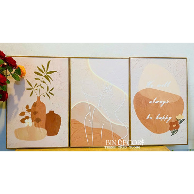 (ẢNH THẬT) Tranh treo tường minimalist 4 trang trí decor phòng khách hiện đại kèm đinh