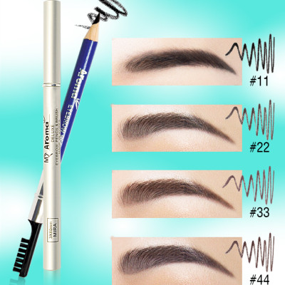 Chì vẽ mày sắc nét Aroma Eyebrow Pencil Hàn Quốc No.44 Gray Brown tặng kèm móc khoá