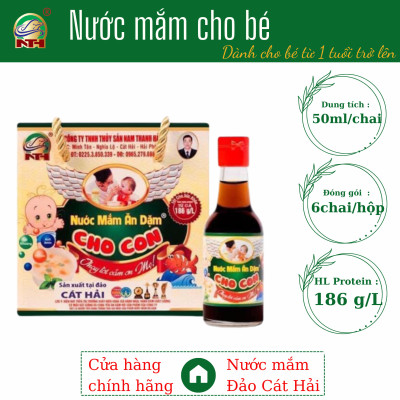 Hộp 6 chai Nước mắm ăn dặm cho bé, dung tích 50ml "Nhiều Cá Ít Muối"