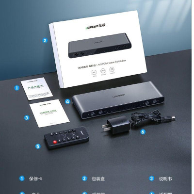 Ugreen UG4021640216TK Màu Đen Bộ gộp HDMI 4 vào 2 ra có kèm âm thanh - HÀNG CHÍNH HÃNG