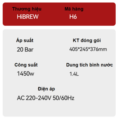 Máy pha cà phê 4 trong 1, Espresso, Viên Nén Nespresso, Nescafe Dolcegusto, Kcup Thương hiệu Mỹ cao cấp HiBREW - H6. Hàng chính hãng