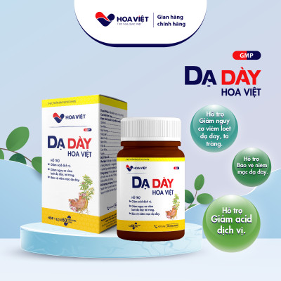 Viên uống chống trào ngược Dạ dày Hoa Việt , giảm đau dạ dày, dạ dày mạn tính, êm bụng ngay, lọ 60 viên