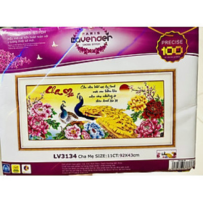 Tranh thêu chữ thập Cha mẹ LV3134, kích thước 92 x 43 cm