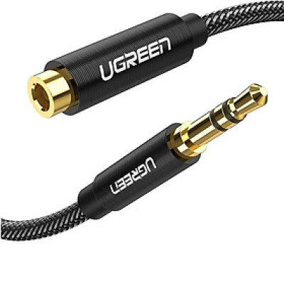 Ugreen 60221 2M 3.5mm nối dài đầu nhôm Cáp âm thanh màu đen AV118 Hàng Chính Hãng