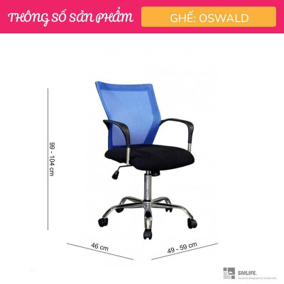 Ghế xoay văn phòng lưng trung bọc lưới SMLIFE Oswald