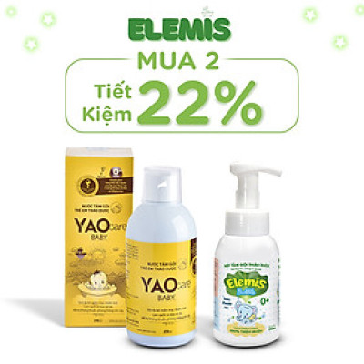 [COMBO 2 MÓN] Nước Tắm Thảo Dược Yaocare Baby 250ml và Bọt Tắm Bubble Elemis 250ml