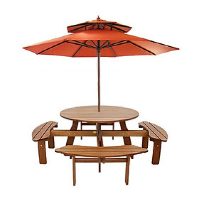 Bộ Bàn Tròn Bengkulu 8 Chỗ IBIE NT3030 (117 x 117 x 74 cm) - Nâu