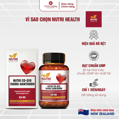 Bộ Sản Phẩm 3 Hộp Viên Uống Bổ Tim New Zealand Nutri Co Q10 160g Hawthorn 30 Viên - Nhập Khẩu Chính Hãng