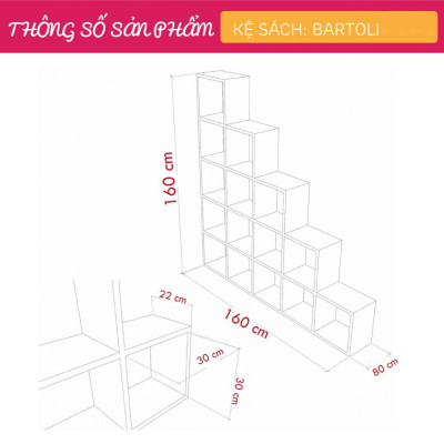 Kệ sách phòng khách SMLIFE Bartoli