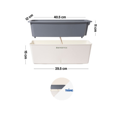 Chậu trồng cây tự tưới hình chữ nhật MONROVIA SC06, chất liệu PP cao cấp, phù hợp trồng hoa, rau