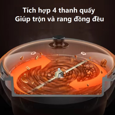 Máy rang hạt cà phê và các loại hạt tự động tích hợp điều chỉnh thời gian, thương hiệu Mỹ cao cấp Cafemasy SCR-300B - Hàng Nhập Khẩu (Bảo hành 12 Tháng)