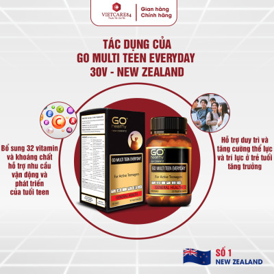 Bộ Sản Phẩm Tăng Chiều Cao: Viên uống Canxi hữu cơ New Zealand Nutri Seaweed Calcium 60 Viên và GO MULTI TEEN EVERYDAY