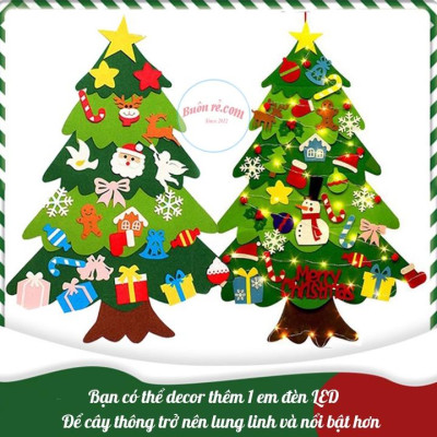 Cây thông 2 lớp noel dán treo tường mẫu mới năm 2021 – Cây thông kèm miếng dán vải nỉ trang trí giáng sinh – 01122