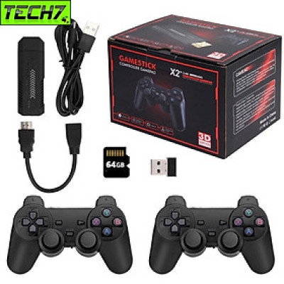 Bộ Máy Retro Gamestick X2 64G 2 tay cầm kết nối HDMI cho màn hình Tivi máy chiếu hàng nhập khẩu
