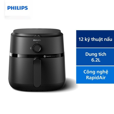 Nồi Chiên Không Dầu Philips NA130/00, Nút Vặn Dễ Sử Dụng 6.2 lít -1700W, Hàng Chính Hãng