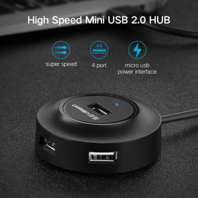 Ugreen UG20277CR106TK 1M màu Đen Bộ chia HUB USB 2.0 sang 4 USB 2.0 hỗ trợ nguồn 5V - HÀNG CHÍNH HÃNG