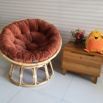 Bộ ghế thư giãn papasan + đôn ( vải nhung màu cam đất)