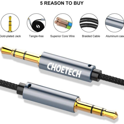Dây Cáp Nối Dài Âm Thanh 2 Đầu Đực 3.5mm Dài 1.2M CHOETECH AUX002 - Hàng Chính Hãng
