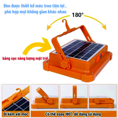 Đèn LED Năng Lượng Mặt Trời Cầm Tay 500W, Đa Năng, Chống Nước, Đổi Màu