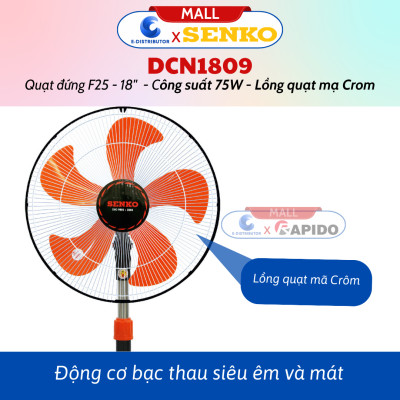 Quạt Đứng Công Nghiệp Senko DCN1809 - Lồng Quạt Mạ Crom - Hàng Chính Hãng - Bảo Hành 24 Tháng