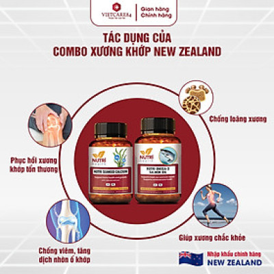COMBO XƯƠNG KHỚP: Nutri Omega 3 Salmon Oil 60 Viên+ Canxi hữu cơ Nutri Seaweed Calcium 60 Viên | Giúp Phục Hồi, Bảo Vệ Xương