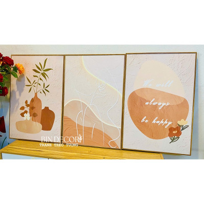 (ẢNH THẬT) Tranh treo tường minimalist 4 trang trí decor phòng khách hiện đại kèm đinh