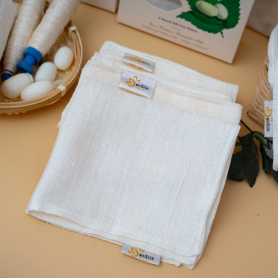 Khăn Mặt Tơ Tằm SenSilk - Quà Tặng Valentine - Tussar Silk Towel made in Vietnam 30*40cm