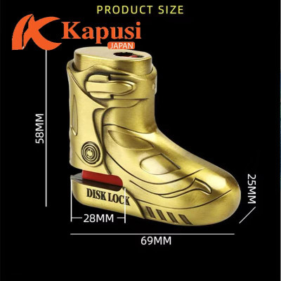 Khóa Đĩa Xe Chống Cắt Thép Không Gỉ Hình Giày - Bảo Mật 10 Lớp, 4 Chìa