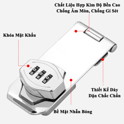 Chốt Khóa Mật Khẩu KUNBE Chốt Cửa Lật Khóa Số Nhiều Kích Thước Thích Hợp Nhiều Loại Cửa