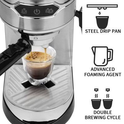 Máy pha cà phê Espresso nhãn hiệu DSP KA3065 - Áp suất 15 bar, có công suất hoạt động mạnh mẽ lên đến 1450W - HÀNG NHẬP KHẨU