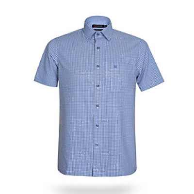 Áo sơ mi nam KHATOCO ngắn tay caro A1MN498T2-CNCR554-2607-N