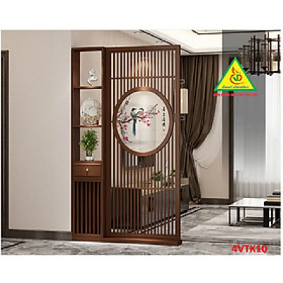 Vách ngăn phòng khách, vách ngăn tủ kệ bằng gỗ 4VTK10 - Nội thất lắp ráp Viendong adv