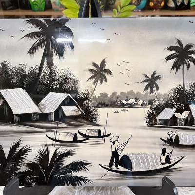 Tranh sơn mài - ĐỒNG QUÊ VIỆT NAM -Hàng xuất khẩu size 30x40 cm