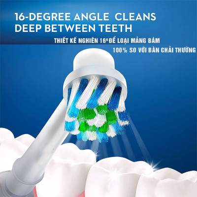 Cho máy Oral B Braun Cross Action EB50A, Bộ 4 đầu bàn chải đánh răng điện đánh tan mảng bám Minh House