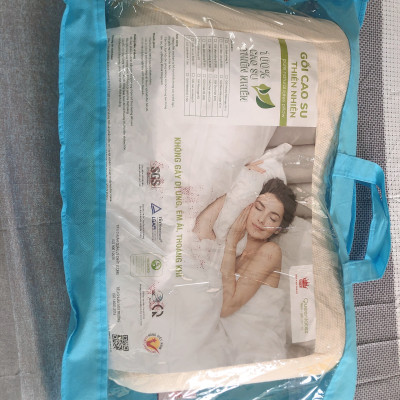 Gối nằm Cao Su Thiên Nhiên Honey Nơ Vạn Thành 38x53x10cm-Êm ái-đàn hồi.