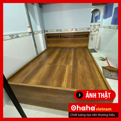 [Kèm Ảnh Thực Tế - Miễn phí vận chuyển & Lắp đặt] GIƯỜNG NGỦ GỖ OHAHA CAO CẤP - NHIỀU NGĂN TIỆN DỤNG - GC043
