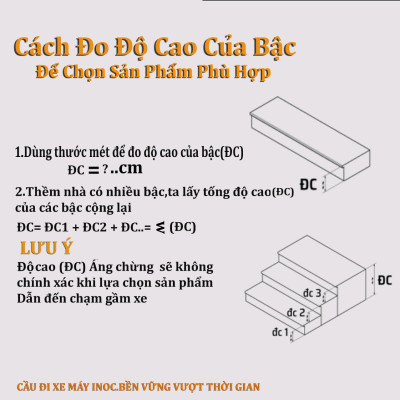 THANG DẮT XE MÁY INOX. KT 145 x 45 cm ( phù hợp độ cao 42-47 cm. Bảo hành 12 tháng )