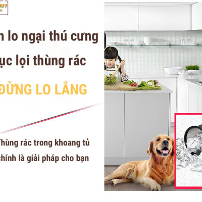 Thùng rác âm tủ bếp nhấn mở tự động cam kết chính hãng Grob