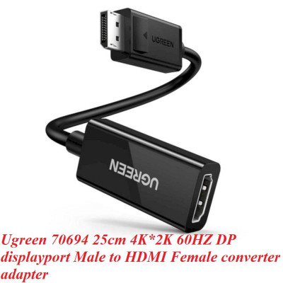 Ugreen UG70694MM137TK 25cm 4K 60HZ Bộ chuyển đổi DP displayport Male sang HD Female Adapter - HÀNG CHÍNH HÃNG