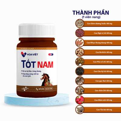 Viên uống bổ thận tráng dương tăng cường sinh lực nam giới Tốt Nam Hoa Việt (Hộp 30 viên)- Bí quyết cho sức khỏe phái mạnh