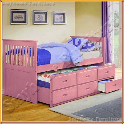 Giường 2 tầng Tundo kèm ngăn kéo tiện dụng màu hồng