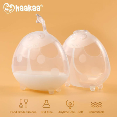 Miếng lót hứng sữa con bọ rùa HaaKaa. Dung tích 40ml và 75ml. Chất liệu silicone cao cấp, an toàn. Không chứa BPA, PVC và phthalate