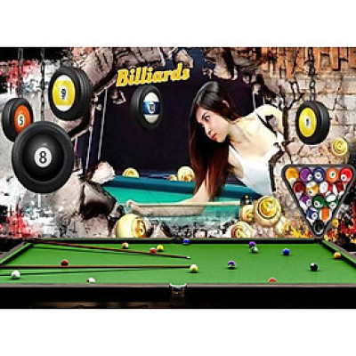 TRANH DÁN TƯỜNG TRANG TRÍ TIỆM BIDA BILLARDS 2(có làm theo kích thước yêu cầu)