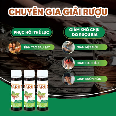 Nước Giải Rượu ZARU 7 Thanh Nhiệt Mát Gan Hỗ Trợ Giảm Mệt Mỏi, Nhức Đầu, Buồn Nôn Do Rượu Bia Hộp 5 Chai
